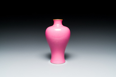 A Chinese pink-glazed 'meiping' vase, Yongzheng mark, Republic