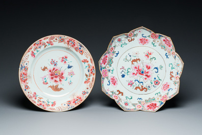 Four Chinese famille rose dishes, Qianlong