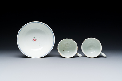 Six Chinese famille rose and grisaille export porcelain wares, Qianlong