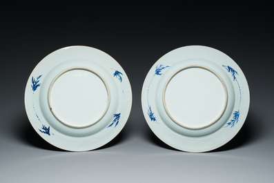 Vier Chinese blauw-witte schotels, Yongzheng/Qianlong