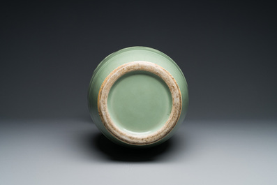 A Chinese celadon-glazed 'lotus scroll' vase, Qianlong