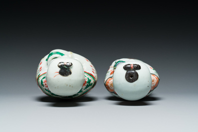 A pair of Chinese famille verte 'Hehe Er Xian' figures, Kangxi