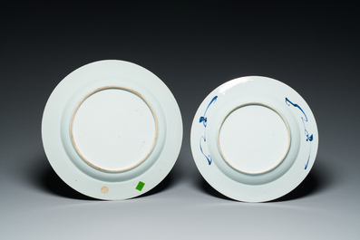 Vier Chinese blauw-witte schotels, Yongzheng/Qianlong