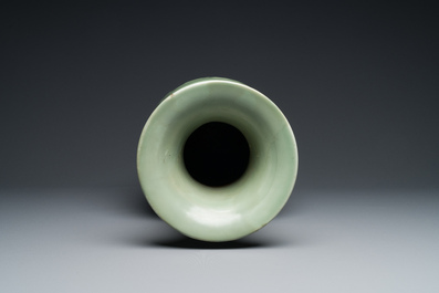 A Chinese celadon-glazed 'lotus scroll' vase, Qianlong