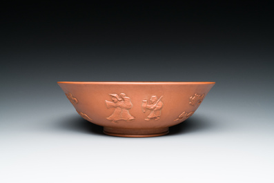 A Chinese Yixing stoneware bowl, Sheng Rong 沈融 mark, Qing