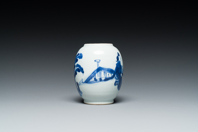 A Chinese blue and white 'Long Eliza' tea caddy, Kangxi