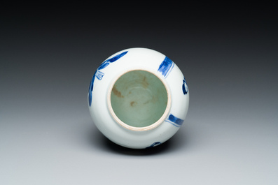 A Chinese blue and white 'Long Eliza' tea caddy, Kangxi
