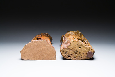 Un Christ et un ange en ch&ecirc;ne sculpt&eacute;, probablement Flandre, 16&egrave;me