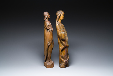 Un Christ et un ange en ch&ecirc;ne sculpt&eacute;, probablement Flandre, 16&egrave;me