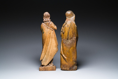 Un Christ et un ange en ch&ecirc;ne sculpt&eacute;, probablement Flandre, 16&egrave;me