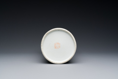 A Chinese qianjiang cai 'landscape' hat stand, signed Wang Yongtai 汪永太, dated 1906