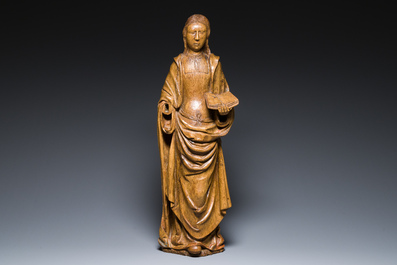 Een Vlaamse eikenhouten sculptuur van de Heilige Dimpna van Geel, 16e eeuw
