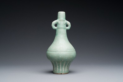 A Chinese Longquan celadon bottle vase, Yuan/Ming
