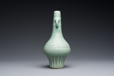 A Chinese Longquan celadon bottle vase, Yuan/Ming