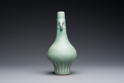 A Chinese Longquan celadon bottle vase, Yuan/Ming