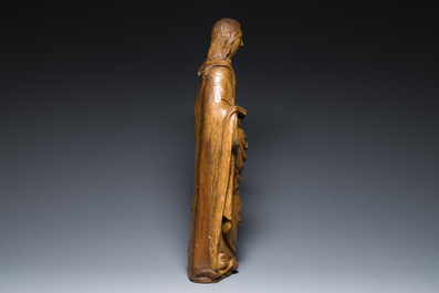 Een Vlaamse eikenhouten sculptuur van de Heilige Dimpna van Geel, 16e eeuw