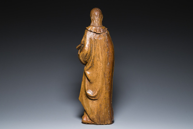 Een Vlaamse eikenhouten sculptuur van de Heilige Dimpna van Geel, 16e eeuw