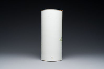 A Chinese qianjiang cai 'landscape' hat stand, signed Wang Yongtai 汪永太, dated 1906