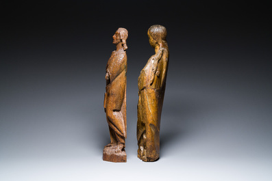 Un Christ et un ange en ch&ecirc;ne sculpt&eacute;, probablement Flandre, 16&egrave;me