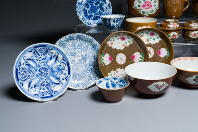 An extensive collection of Chinese blue, white and famille rose porcelain, Kangxi and later