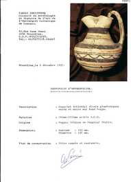 A polychrome Greek pottery 'oinochoe' ewer and a geometrically decorated Daunian pottery bowl, Southern Italy, 6th/3rd C. b.C.