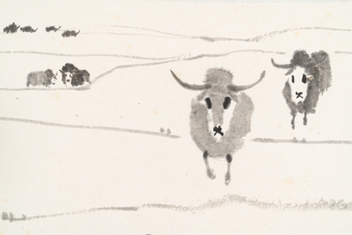 Wu Zuoren 吳作人 (1908-1997): 'Buffalo', ink on paper
