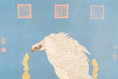 Suiveur de Giuseppe Castiglione 郎世寧 (1688-1766): 'Aigle', encre et couleurs sur papier, dat&eacute; 1747