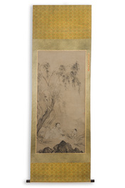 Follower of Qiu Ying 仇英 (1494-1552): 'Sage with a servant', ink on paper