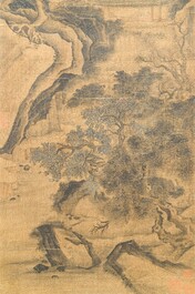 Volger van Zhu Derun 朱德潤 (1294-1365): 'Berglandschap', inkt op zijde, gedateerd 1364