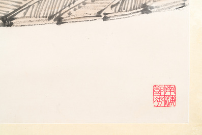 Deng Feng 鄧芬 (1894-1964): 'Monk', ink and colour on paper, dated 1943