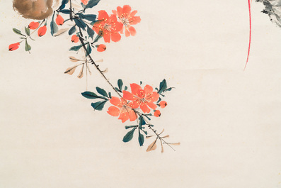 Yan Bolong 顏伯龍 (1898-1955): 'Pies et grenades', encre et couleur sur papier, dat&eacute;e 1943