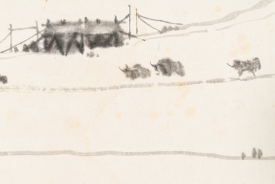 Wu Zuoren 吳作人 (1908-1997): 'Buffalo', ink on paper