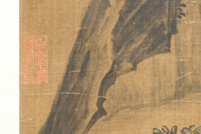Volger van Zhu Derun 朱德潤 (1294-1365): 'Berglandschap', inkt op zijde, gedateerd 1364