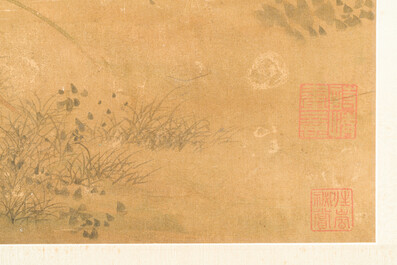 Yu Feian 于非闇 (1889-1959): 'Faisans sous le pin', encre et couleur sur soie