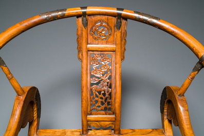 Chaise pliante en forme de fer &agrave; cheval en bois, Chine, 19/20&egrave;me