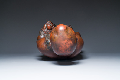 Importante sculpture de Damo en bois laqu&eacute; et polychrom&eacute;, Japon, Edo, dat&eacute;e 18/19&egrave;me