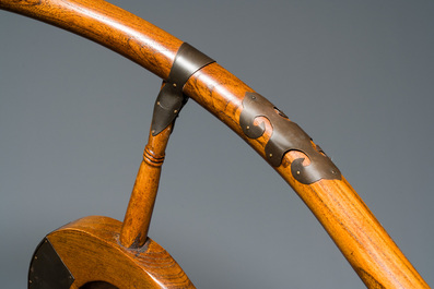 Chaise pliante en forme de fer &agrave; cheval en bois, Chine, 19/20&egrave;me