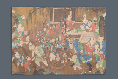 Chinese school, after Su Hanchen (1094-1172): 'The knickknack peddler', ink and colours on silk, 18th C.