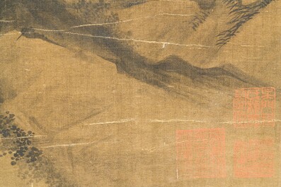 Volger van Zhu Derun 朱德潤 (1294-1365): 'Berglandschap', inkt op zijde, gedateerd 1364