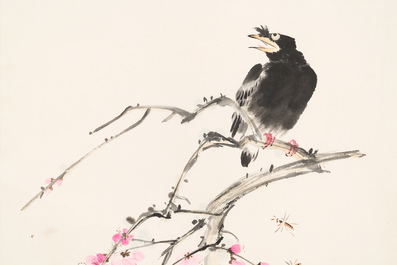Wang Xuetao 王雪濤 (1903-1982): 'Oiseau et insectes', encre et couleur sur papier