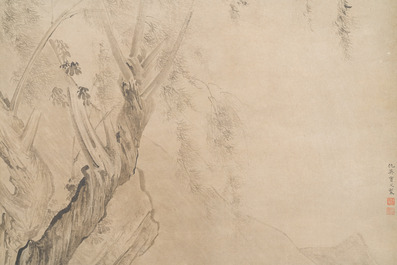 Follower of Qiu Ying 仇英 (1494-1552): 'Sage with a servant', ink on paper