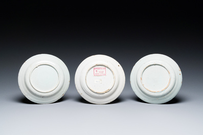 Three polychrome Dutch Delft 'orangist subject' plates, 18th C.