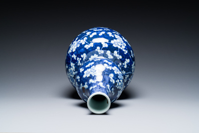 A Chinese blue and white double gourd 'prunus on cracked ice' vase, 18th C.