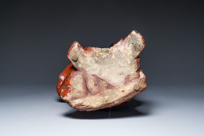 Importante sculpture de Damo en bois laqu&eacute; et polychrom&eacute;, Japon, Edo, dat&eacute;e 18/19&egrave;me