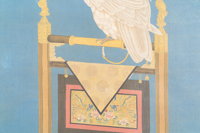 Suiveur de Giuseppe Castiglione 郎世寧 (1688-1766): 'Aigle', encre et couleurs sur papier, dat&eacute; 1747