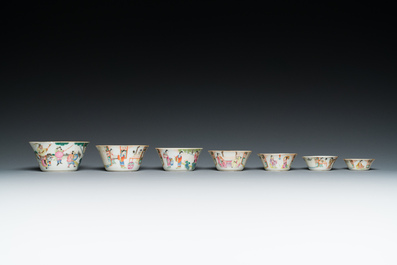 A set of seven Chinese famille rose nesting bowls, Daoguang
