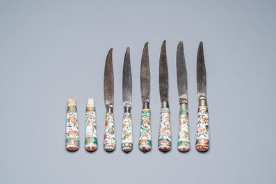 Acht Chinese famille verte mesheften, Kangxi