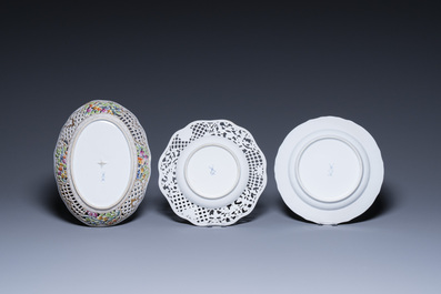 Nineteen polychrome Dresden porcelain plates and dishes, Meyers &amp; Sohn, Germany, 19th C.