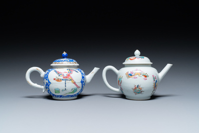 Two unusual Chinese famille rose teapots and covers, Yongzheng/Qianlong