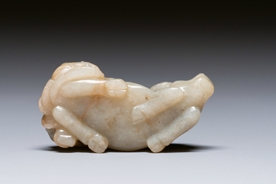 A Chinese jade 'boy on a buffalo' group, Qing